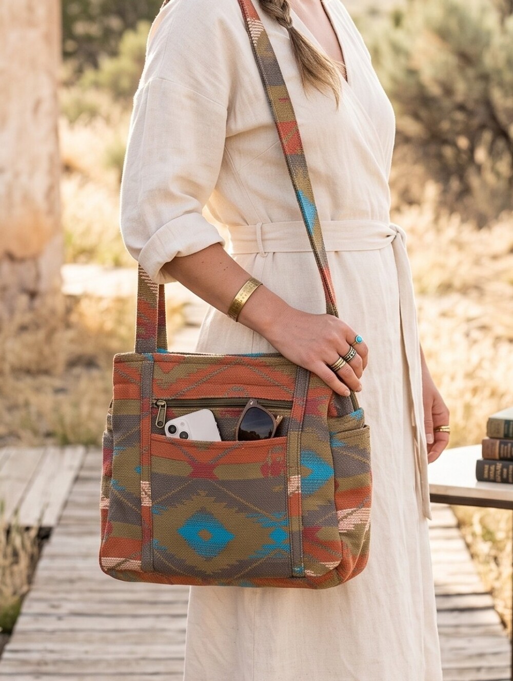 NWT Canyon Sky Southwest Tapestry Tote Bag Boho Desertcore Western Cowgirl